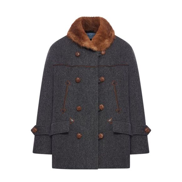 Prada Women Chevron Wool Coat - Picture 1 of 2